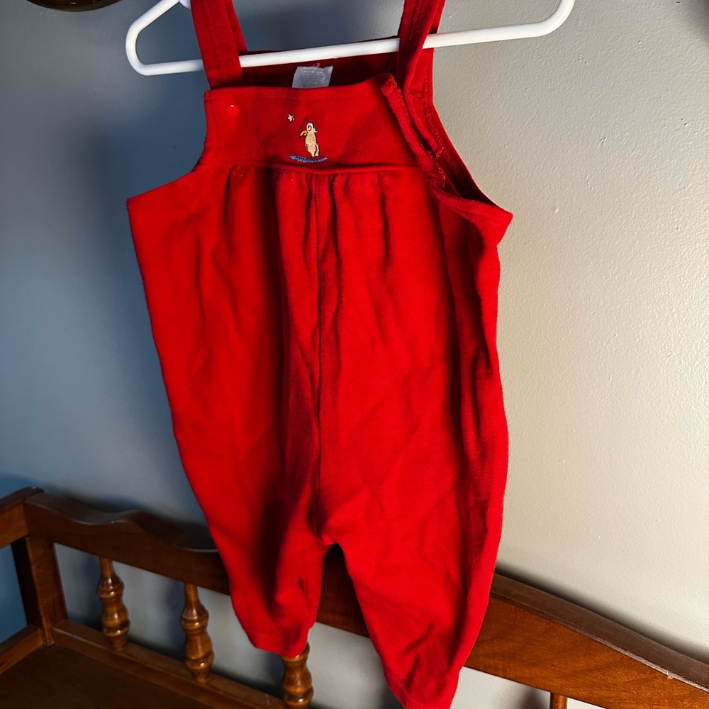 Vibrant Red Kids Overalls